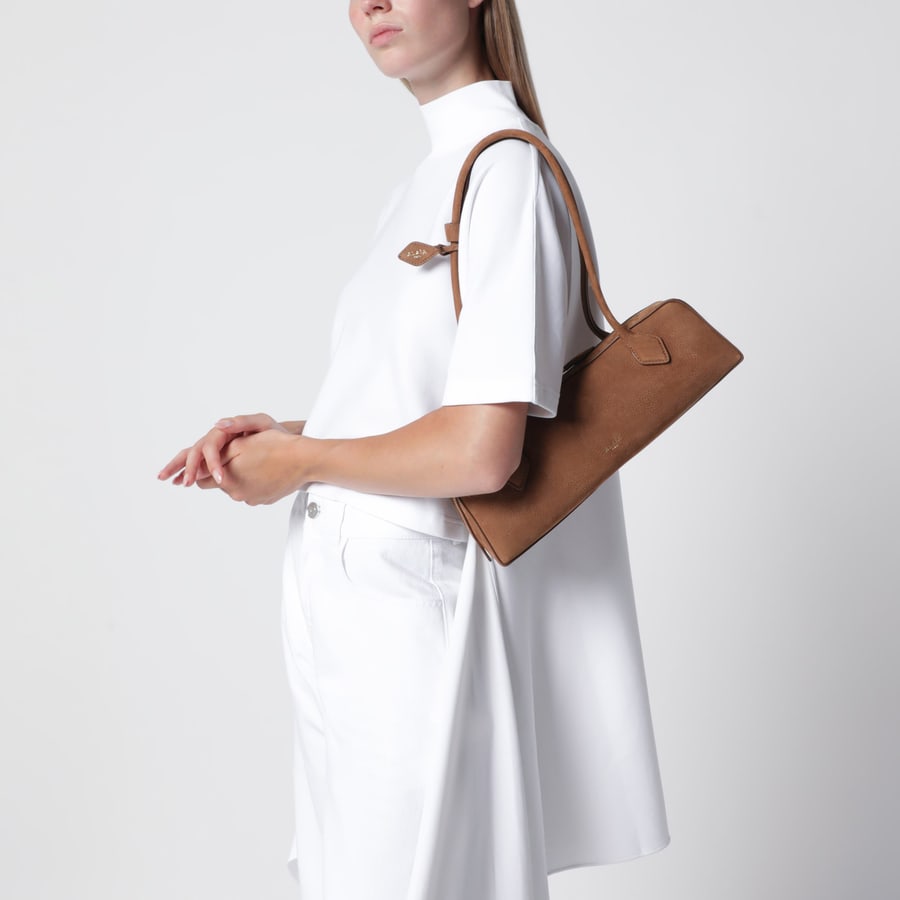 Alaïa Borsa Le Teckel media in pelle nabuk marrone, view 2
