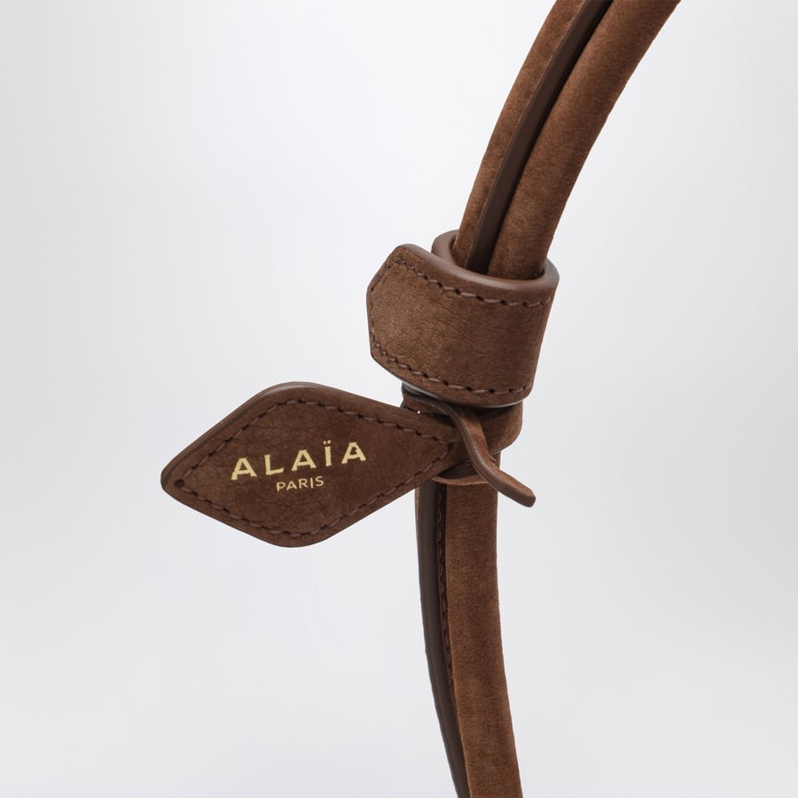 Alaïa Borsa Le Teckel media in pelle nabuk marrone, view 6