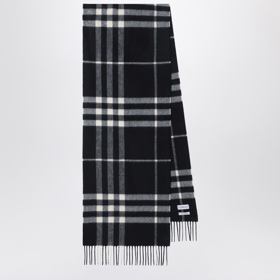 Burberry Sciarpa Check in cashmere nera
