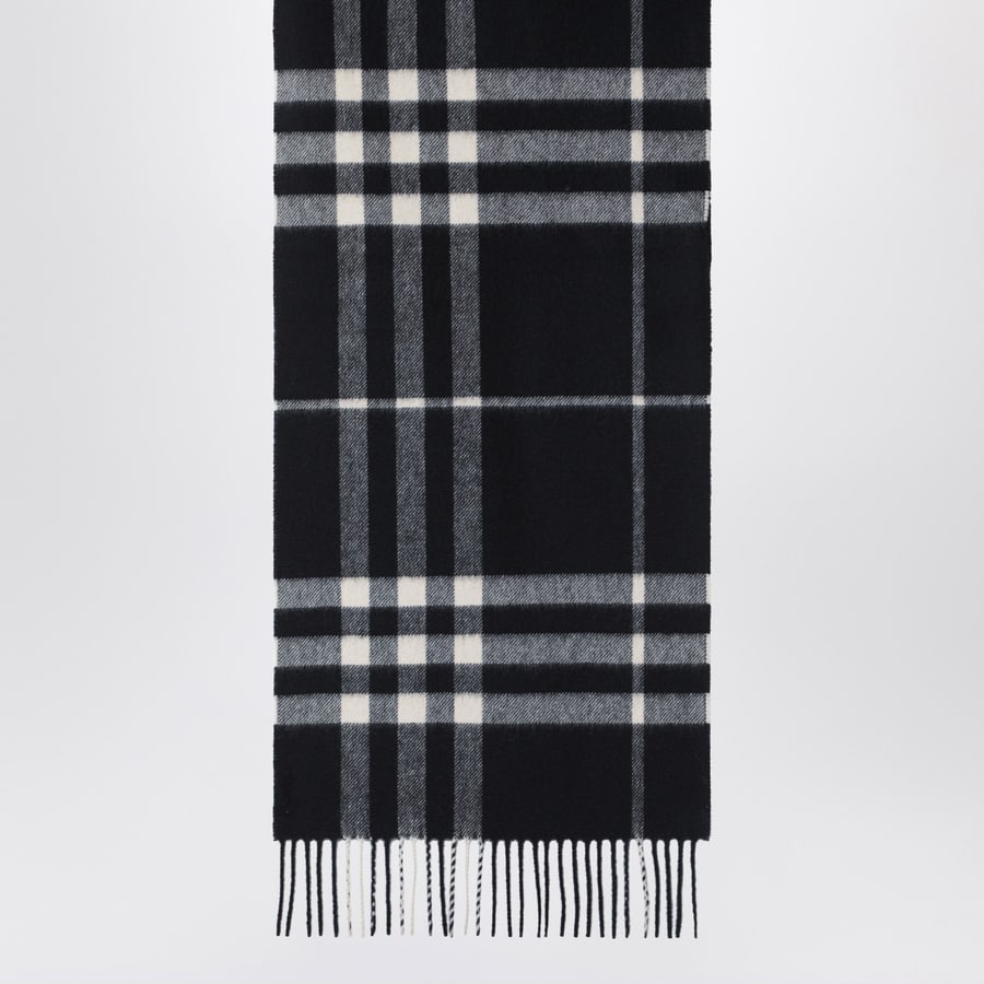 Burberry Sciarpa Check in cashmere nera, view 3