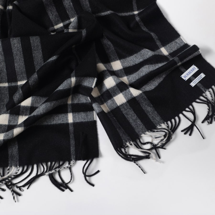 Burberry Sciarpa Check in cashmere nera, view 4