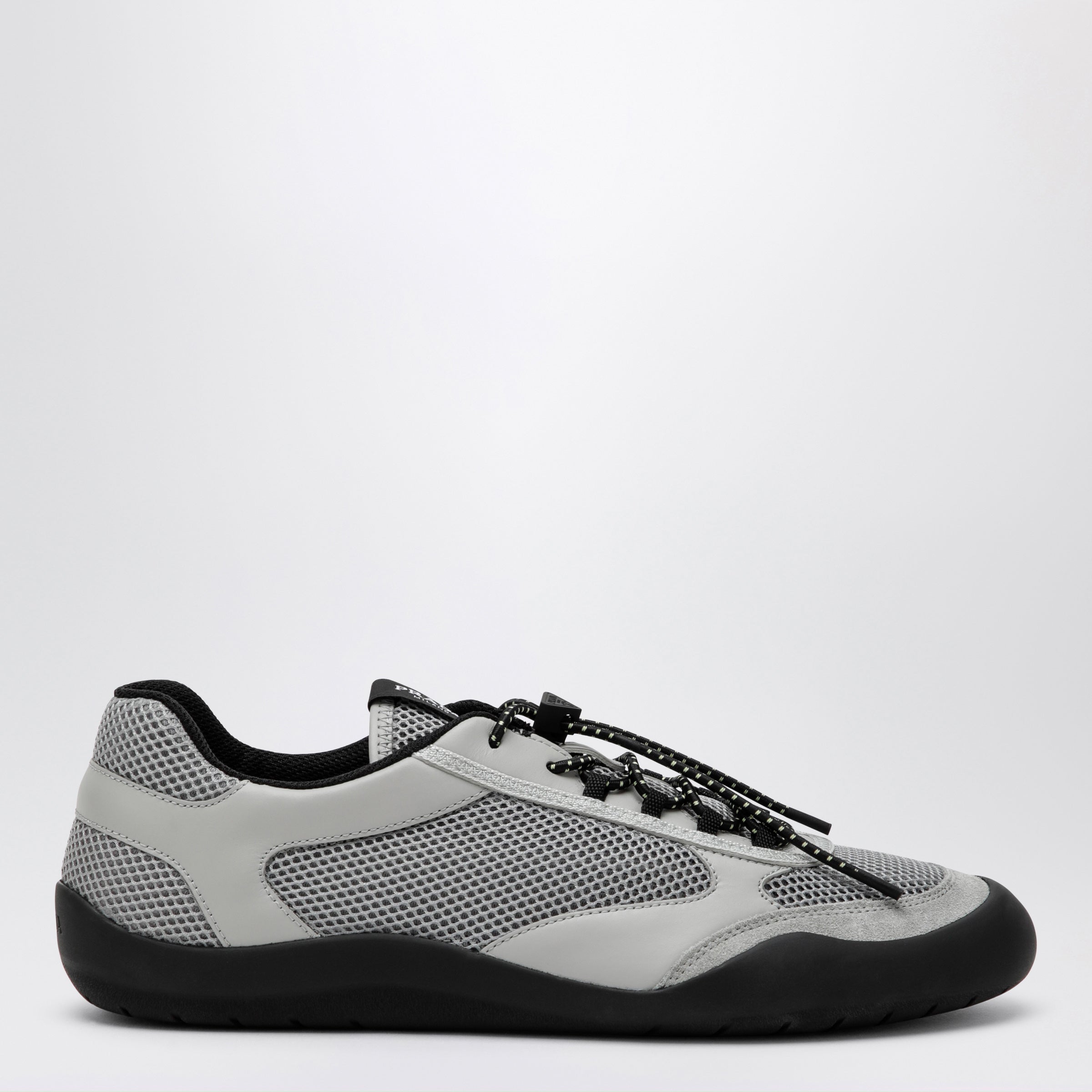 Prada Sneakers Speedrock grigie in pelle e tessuto a rete