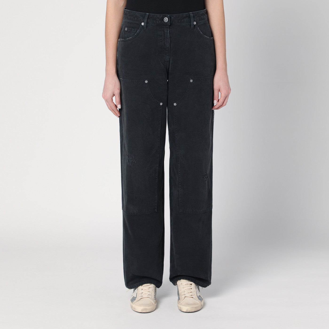 Golden Goose Pantalone ampio nero in denim