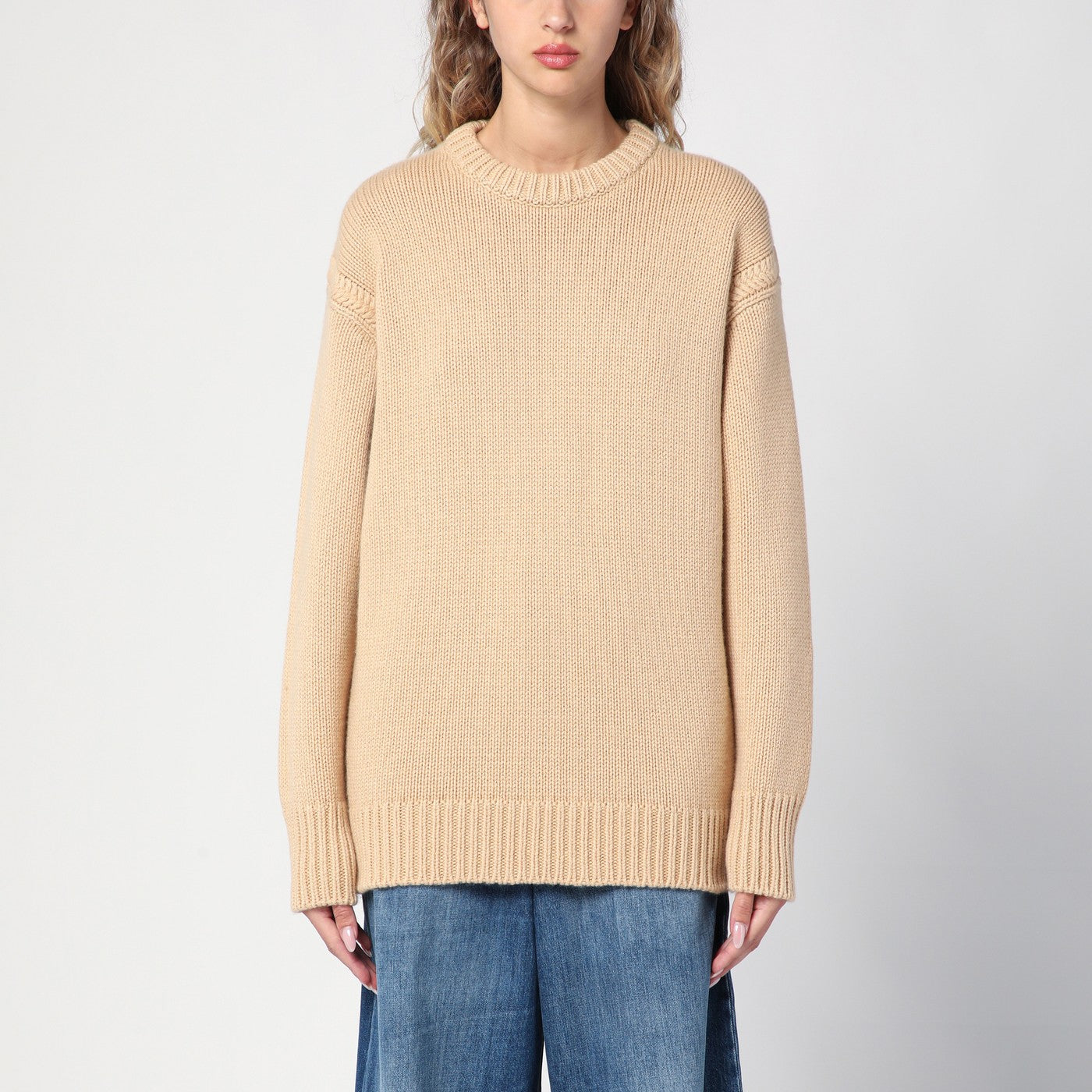 Chloé Maglione oversize in cashmere e cotone Nude