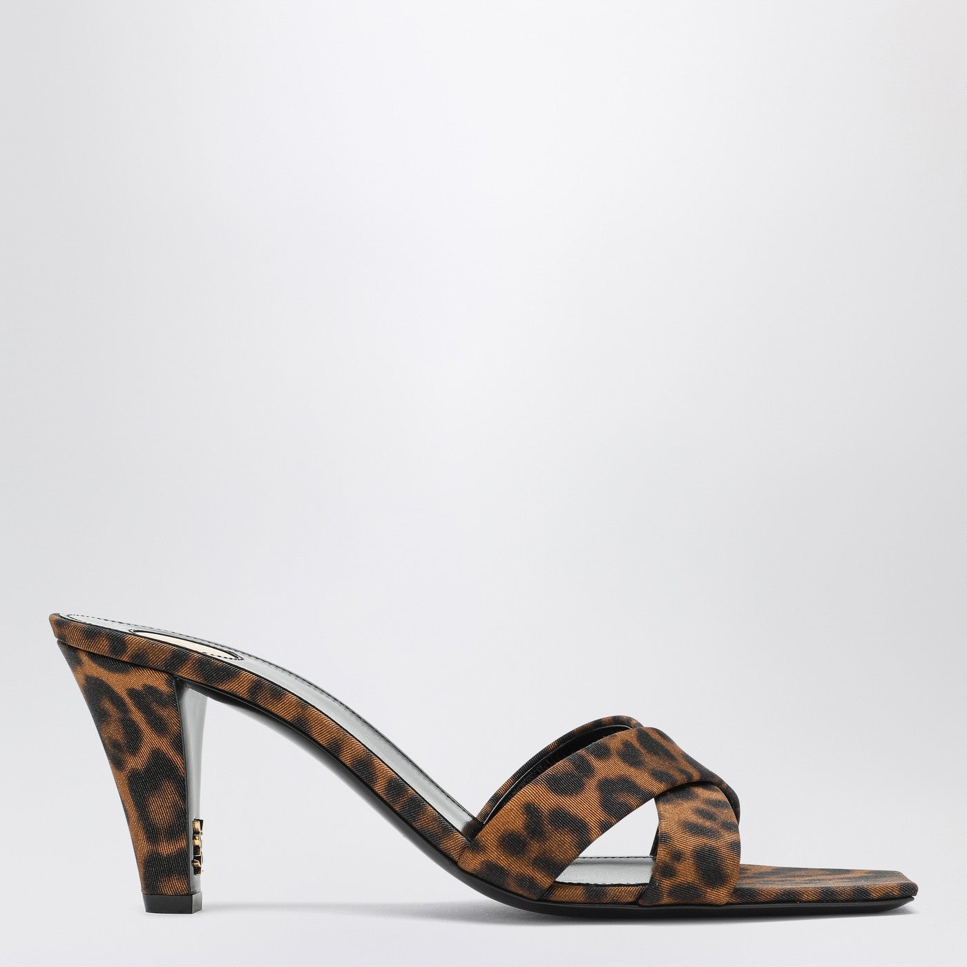 Saint Laurent Mule Jill in gros-grain leopardato
