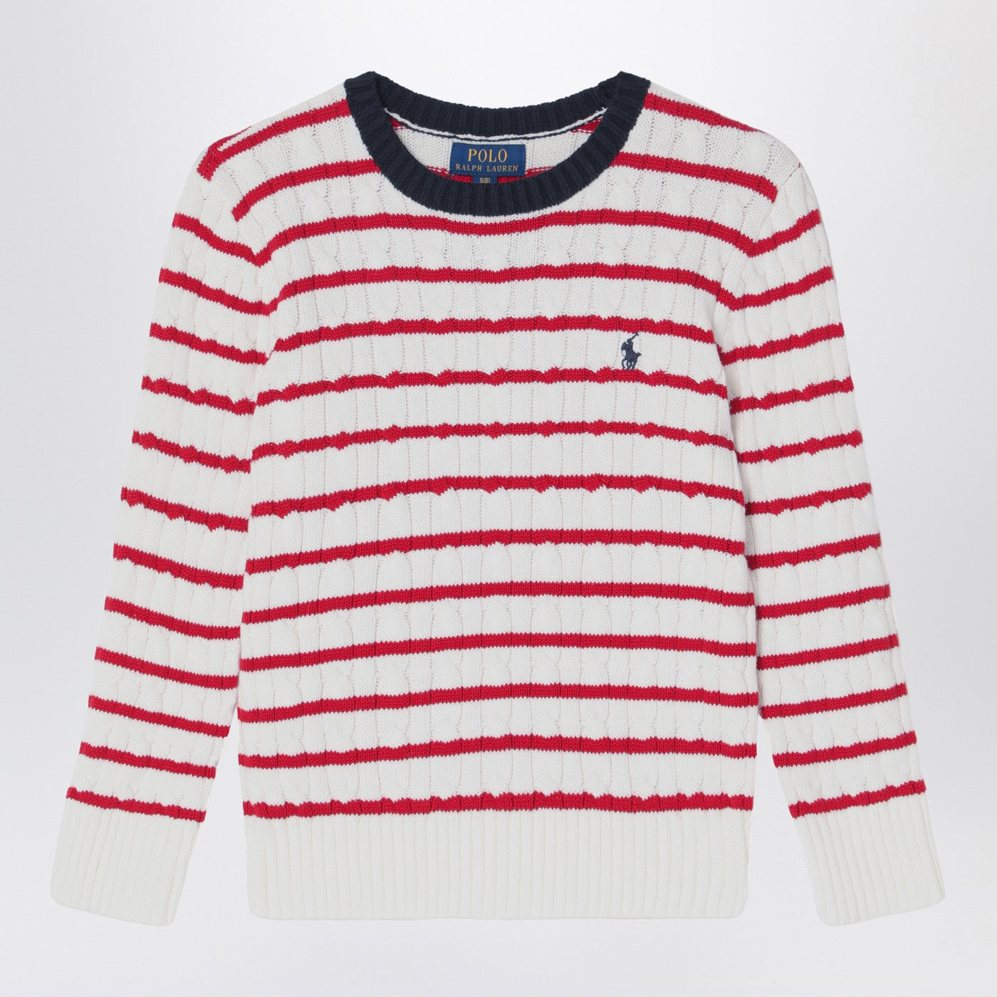 Polo Ralph Lauren Maglione a righe bianco/rosso a trecce