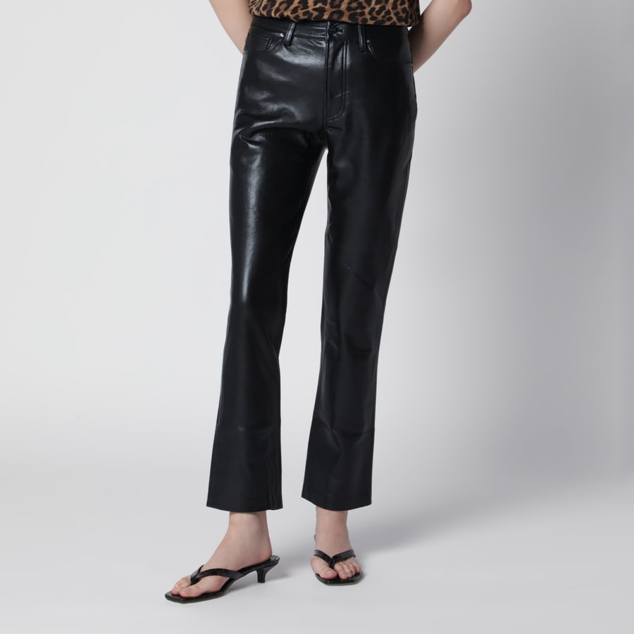Anine Bing Pantalone Bruno nero in pelle rigenerata