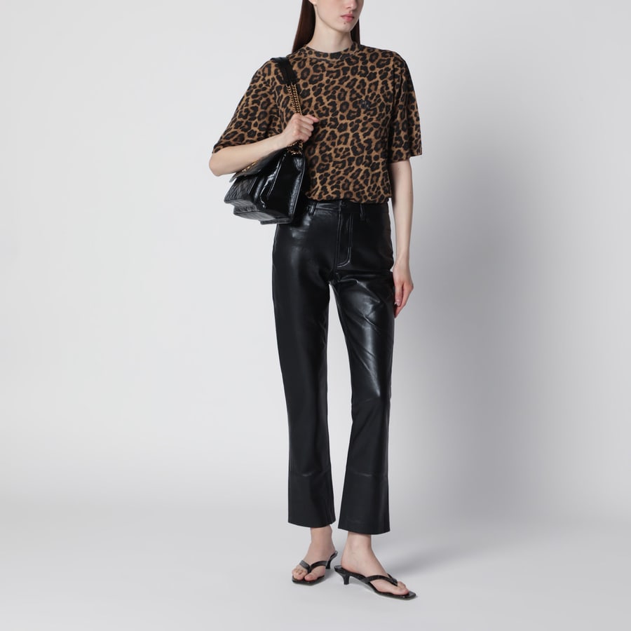 Anine Bing Pantalone Bruno nero in pelle rigenerata, view 2