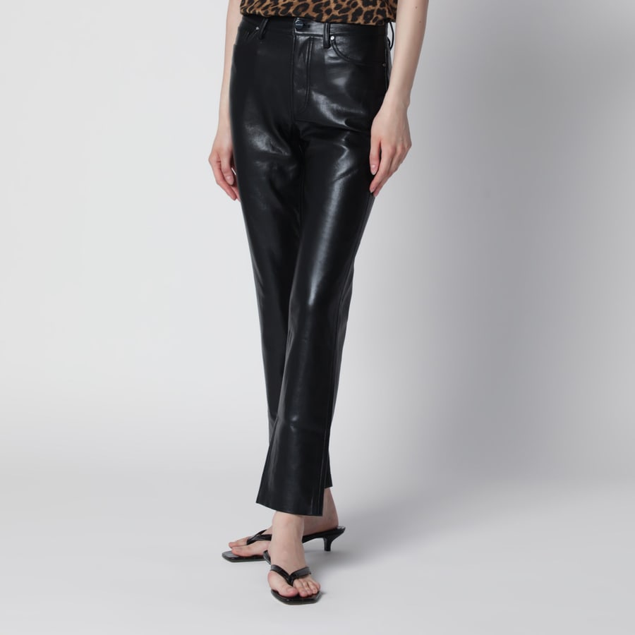Anine Bing Pantalone Bruno nero in pelle rigenerata, view 3