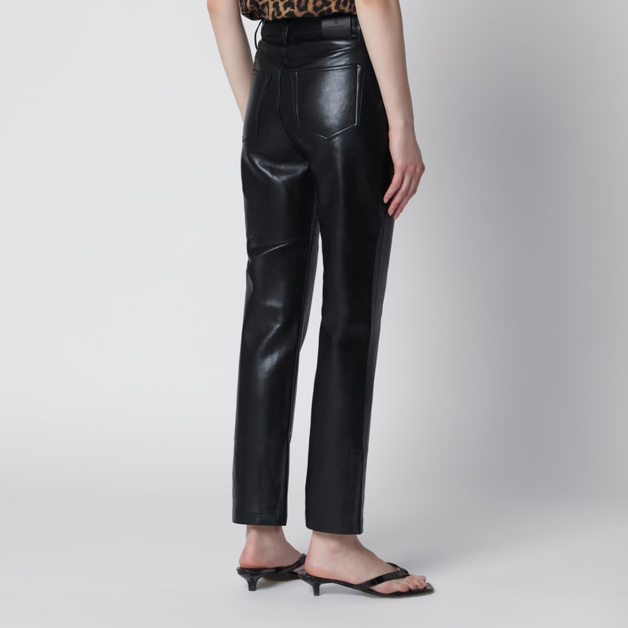 Anine Bing Pantalone Bruno nero in pelle rigenerata, view 4