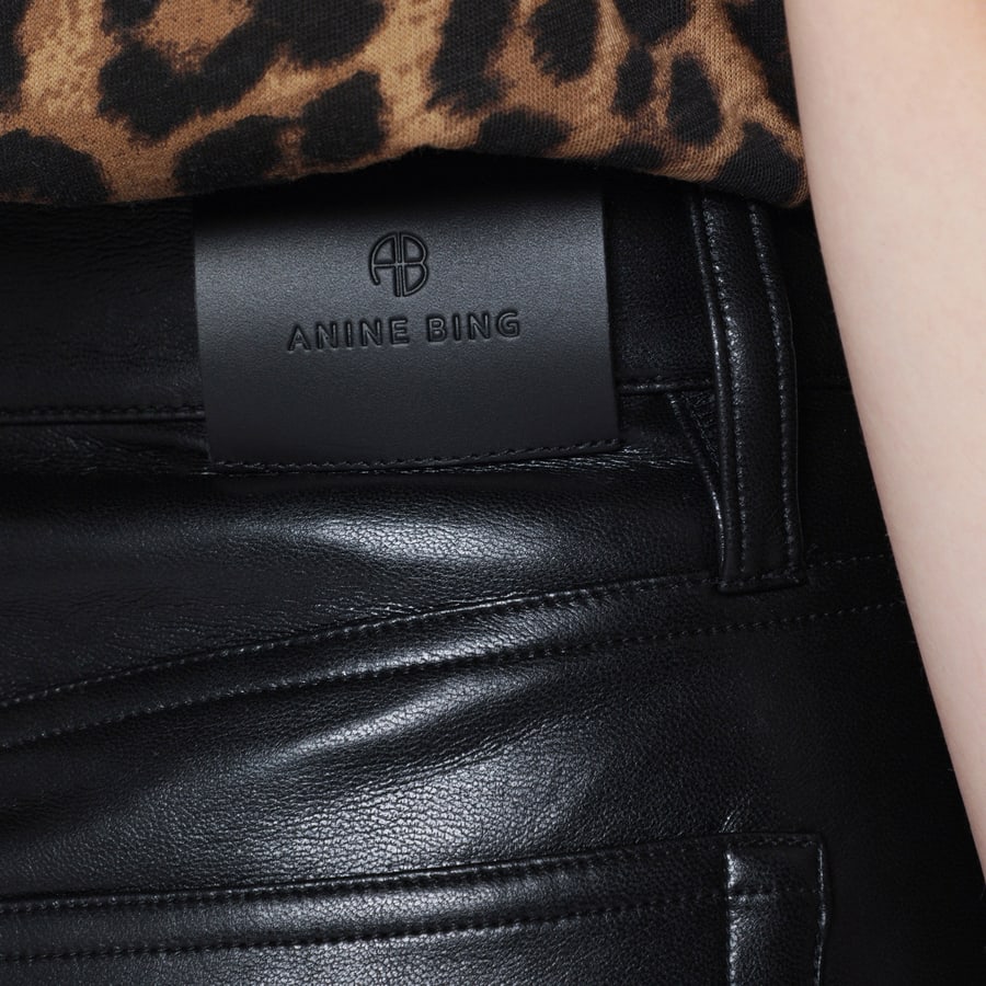 Anine Bing Pantalone Bruno nero in pelle rigenerata, view 5