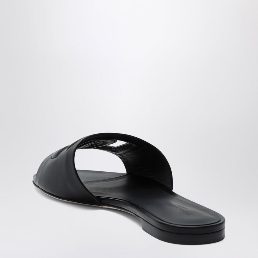 Dolce & Gabbana Slide nera in pelle con logo DG, view 4