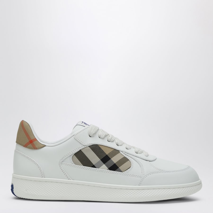 Burberry Sneaker Terrace in pelle bianca e Check