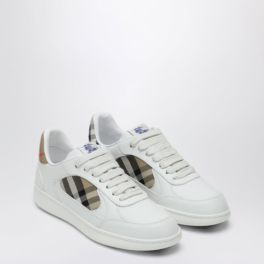 Burberry Sneaker Terrace in pelle bianca e Check, view 2