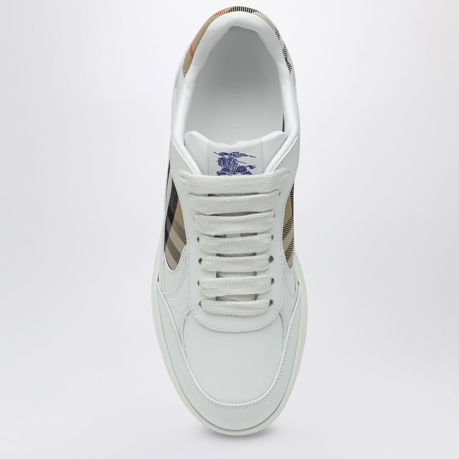 Burberry Sneaker Terrace in pelle bianca e Check, view 3
