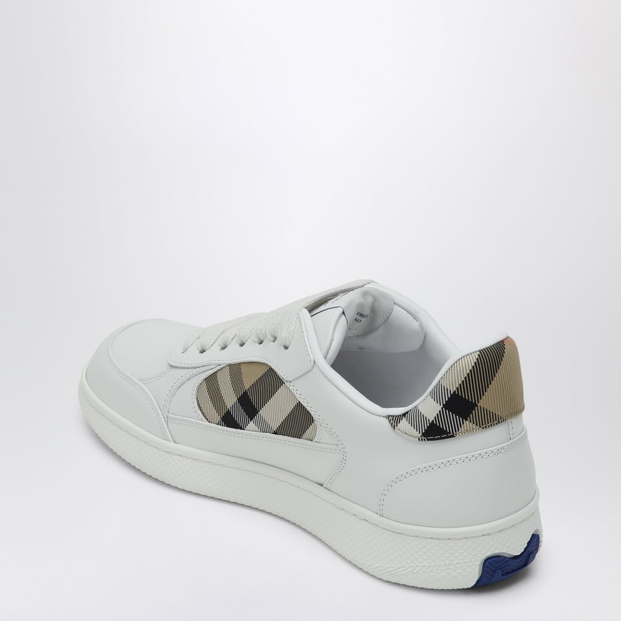 Burberry Sneaker Terrace in pelle bianca e Check, view 4