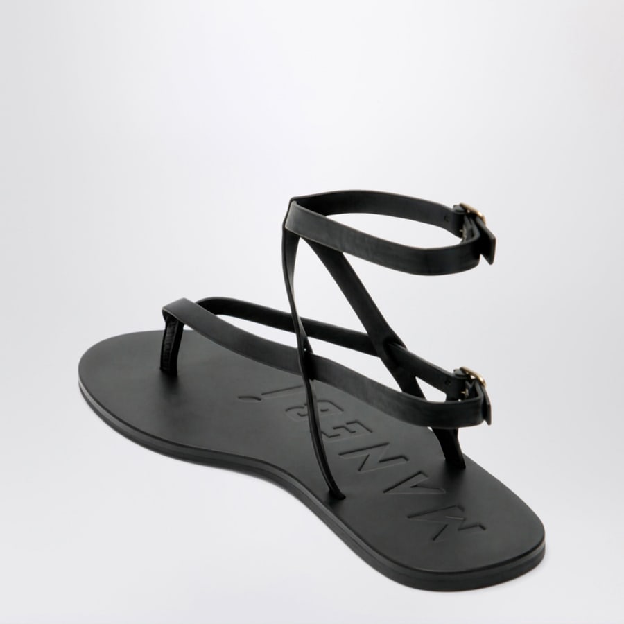 MANEBI' Sandali crossover in pelle liscia neri, view 4