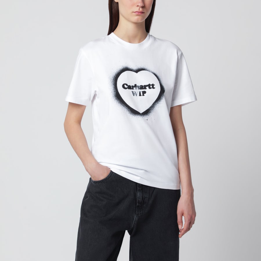 Carhartt WIP T-shirt Spray Heart bianca in cotone biologico