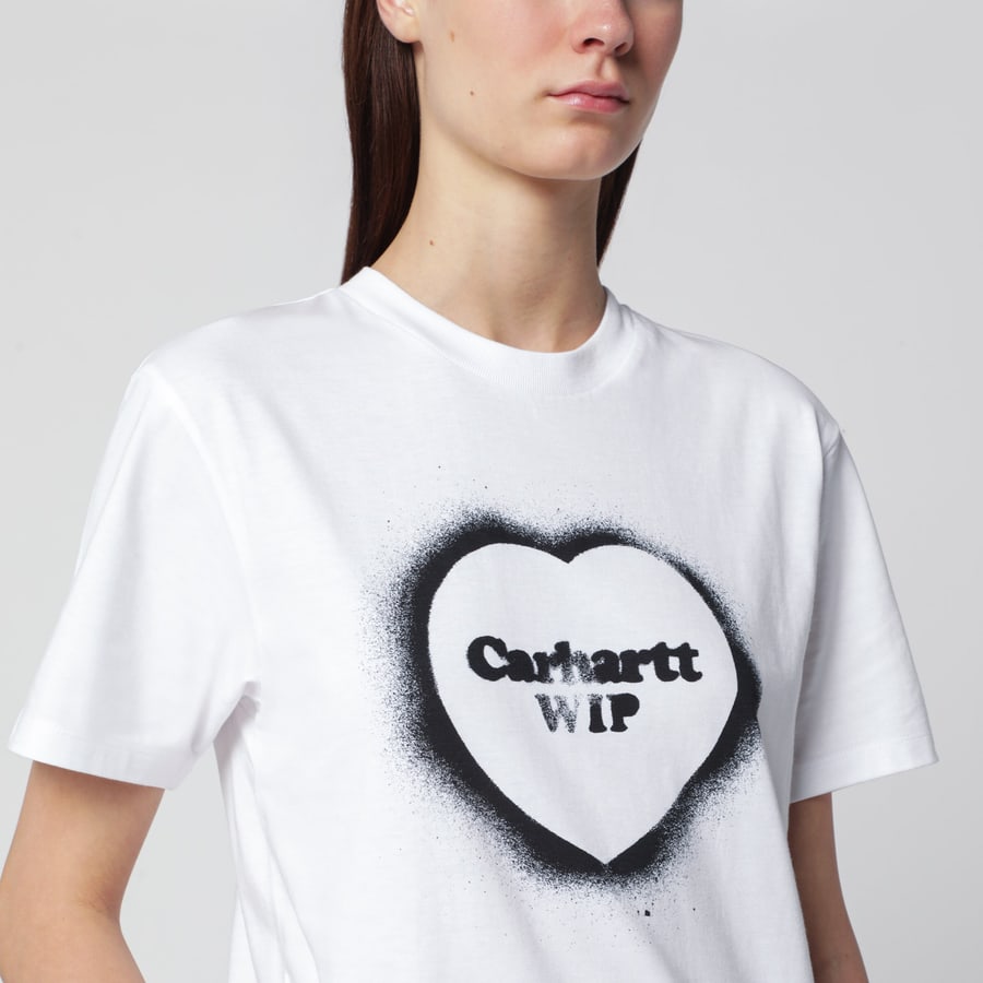 Carhartt WIP T-shirt Spray Heart bianca in cotone biologico, view 4