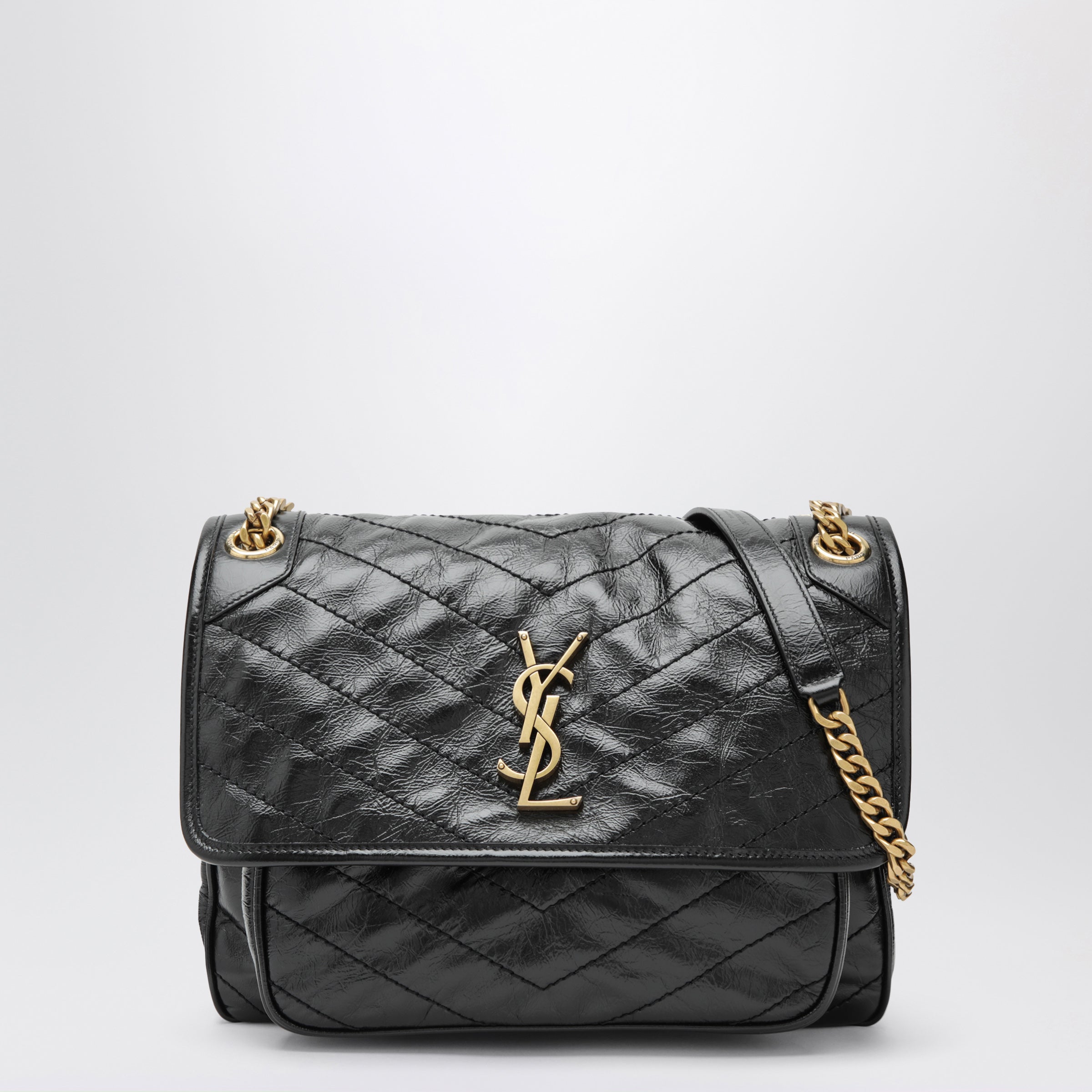 Saint Laurent Borsa Niki media trapuntata in pelle vintage nera
