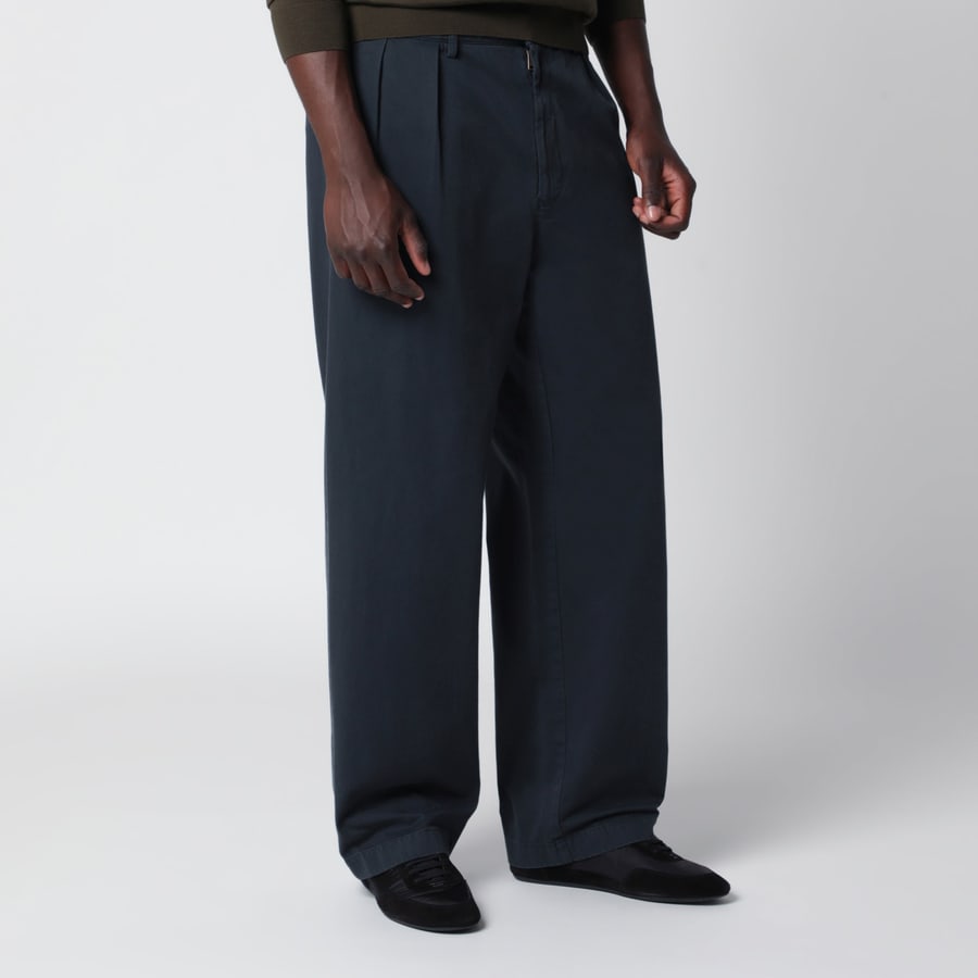 Prada Pantaloni blu in cotone, view 3