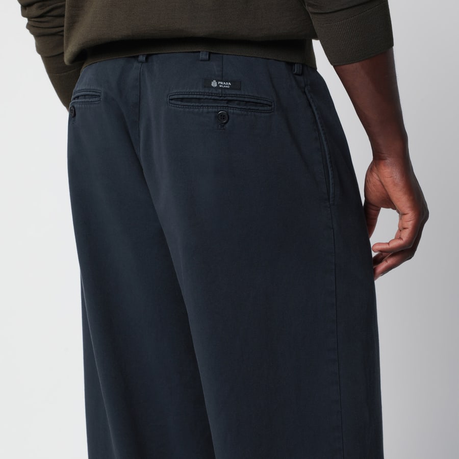 Prada Pantaloni blu in cotone, view 5