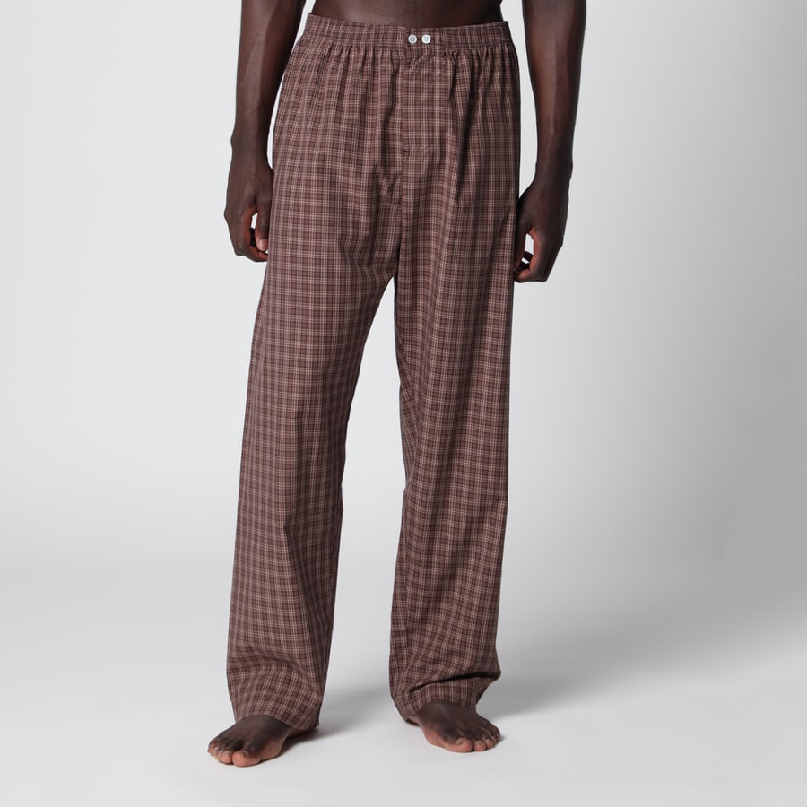 TEKLA Pantalone pigiama in cotone color Serra motivo check