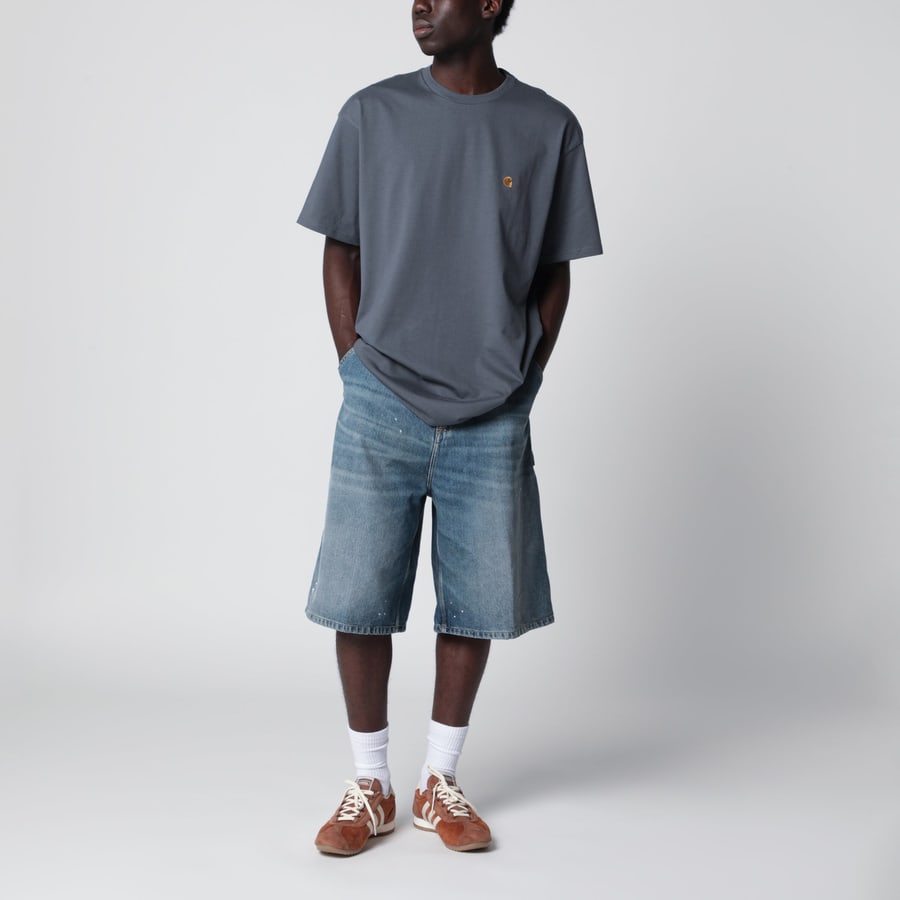 Carhartt WIP S/S Chase T-Shirt grigia in cotone, view 2
