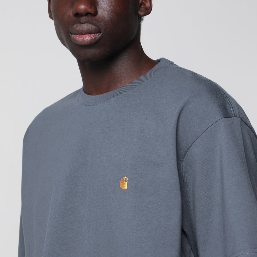 Carhartt WIP S/S Chase T-Shirt grigia in cotone, view 4