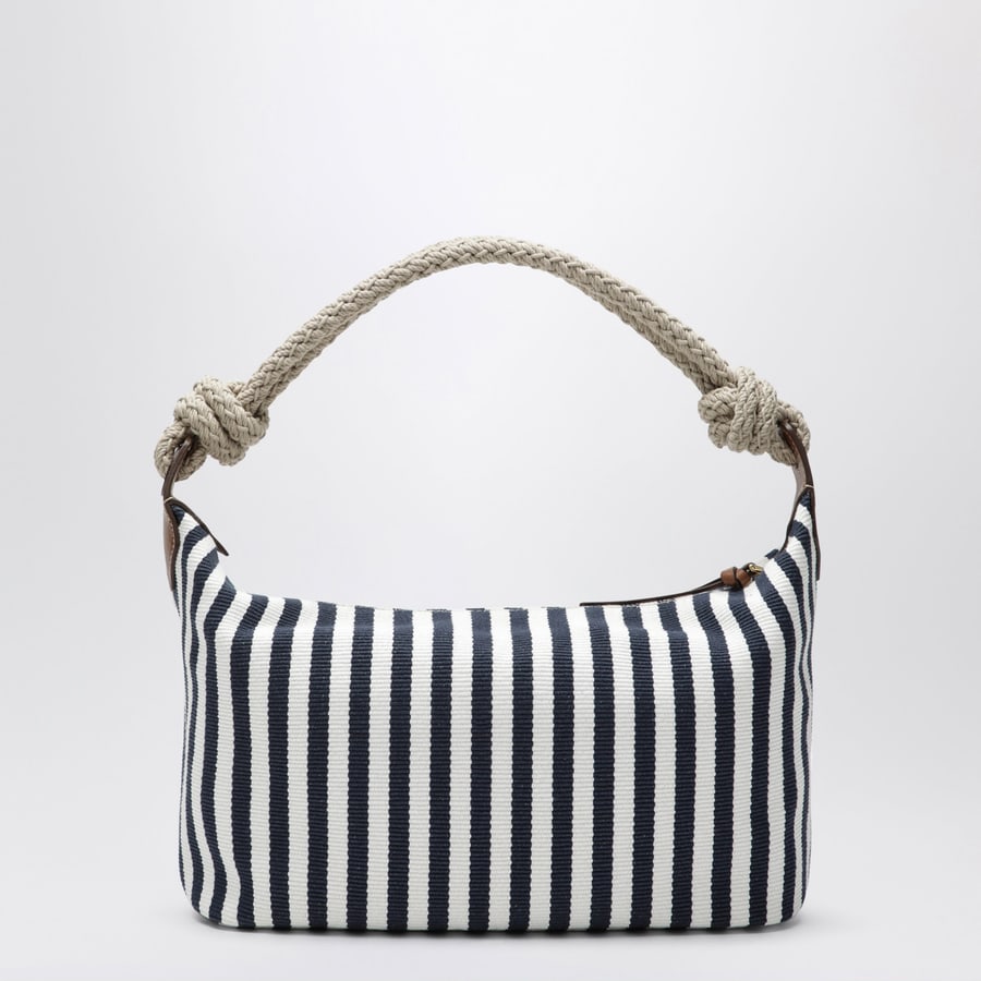 Miu Miu Borsa a righe in canvas Blu/Cognac, view 4