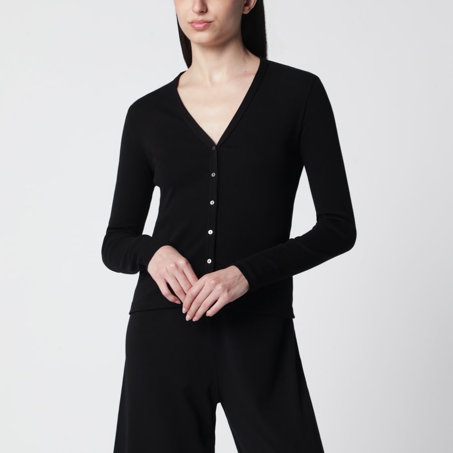 The Row Cardigan nero in cotone