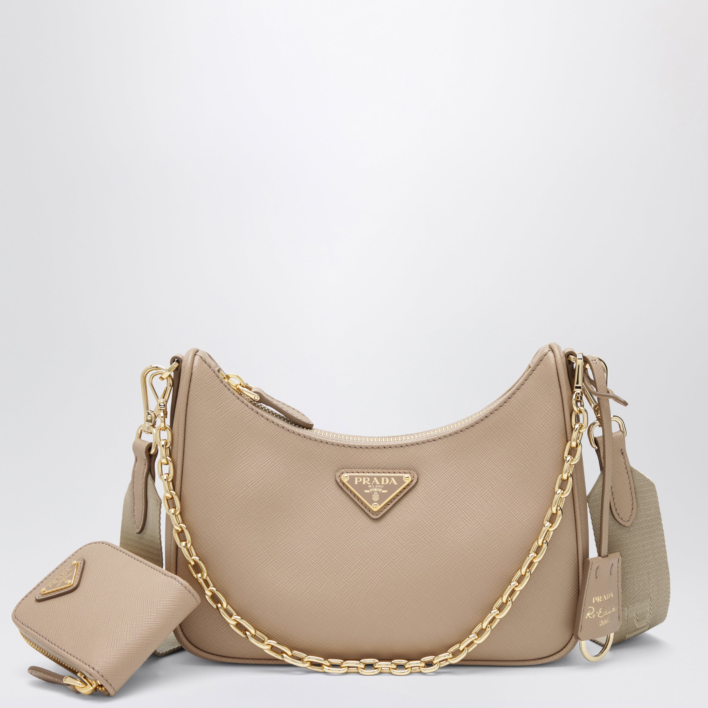 Prada Borsa Re-Edition 2005 beige cammeo in pelle