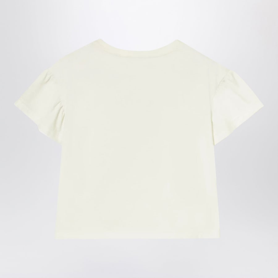 Burberry T-shirt avorio con fiocco motivo Check, view 2