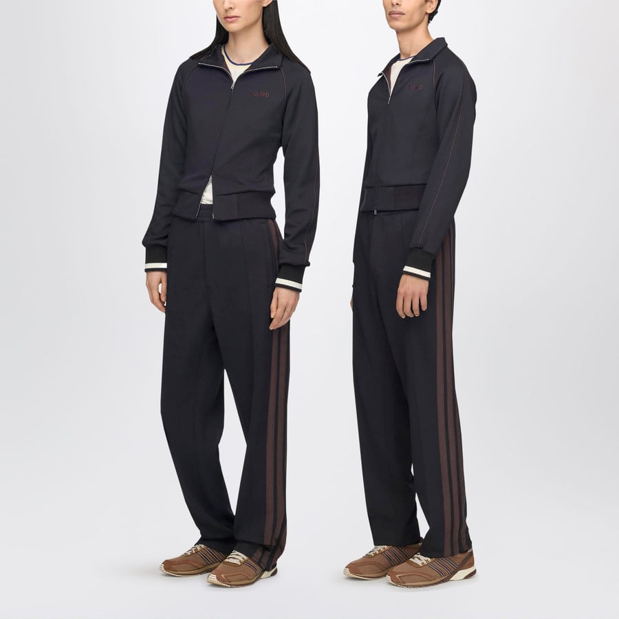 adidas by Wales Bonner Y-3 Felpa con zip nera in maglia rasata, view 2
