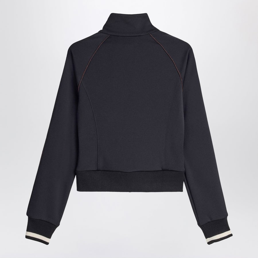 adidas by Wales Bonner Y-3 Felpa con zip nera in maglia rasata, view 3