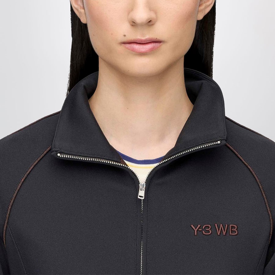 adidas by Wales Bonner Y-3 Felpa con zip nera in maglia rasata, view 4