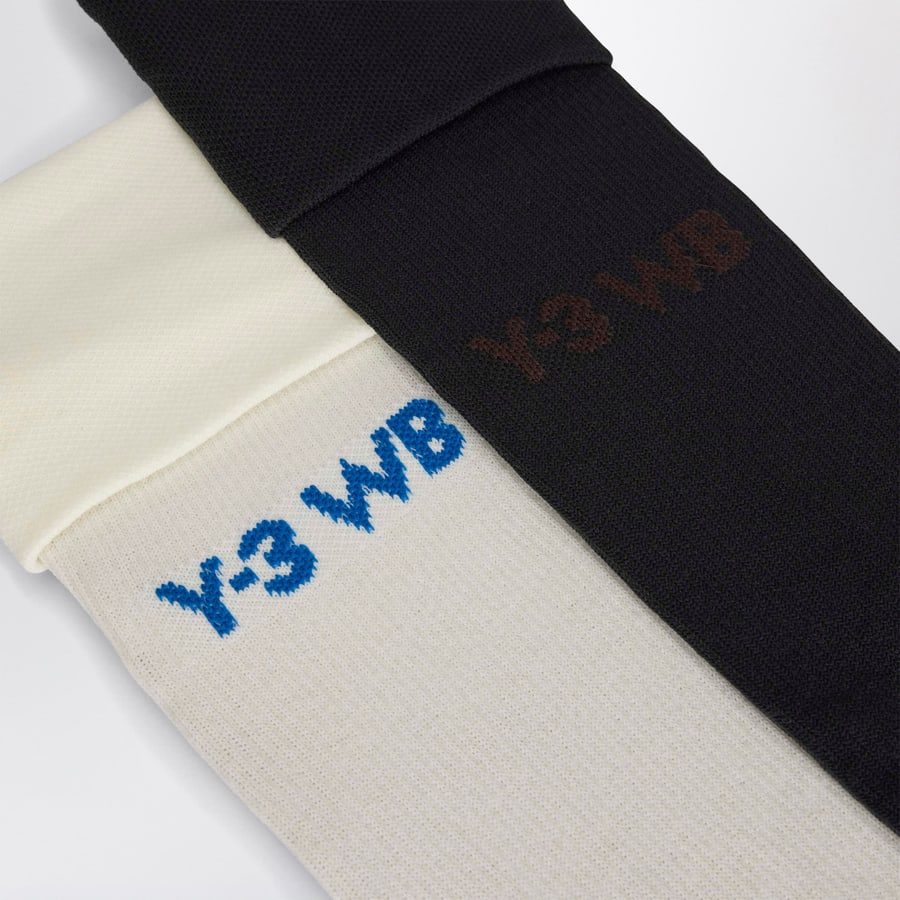 adidas by Wales Bonner Y-3 Set di due calzettoni bianchi e neri, view 3