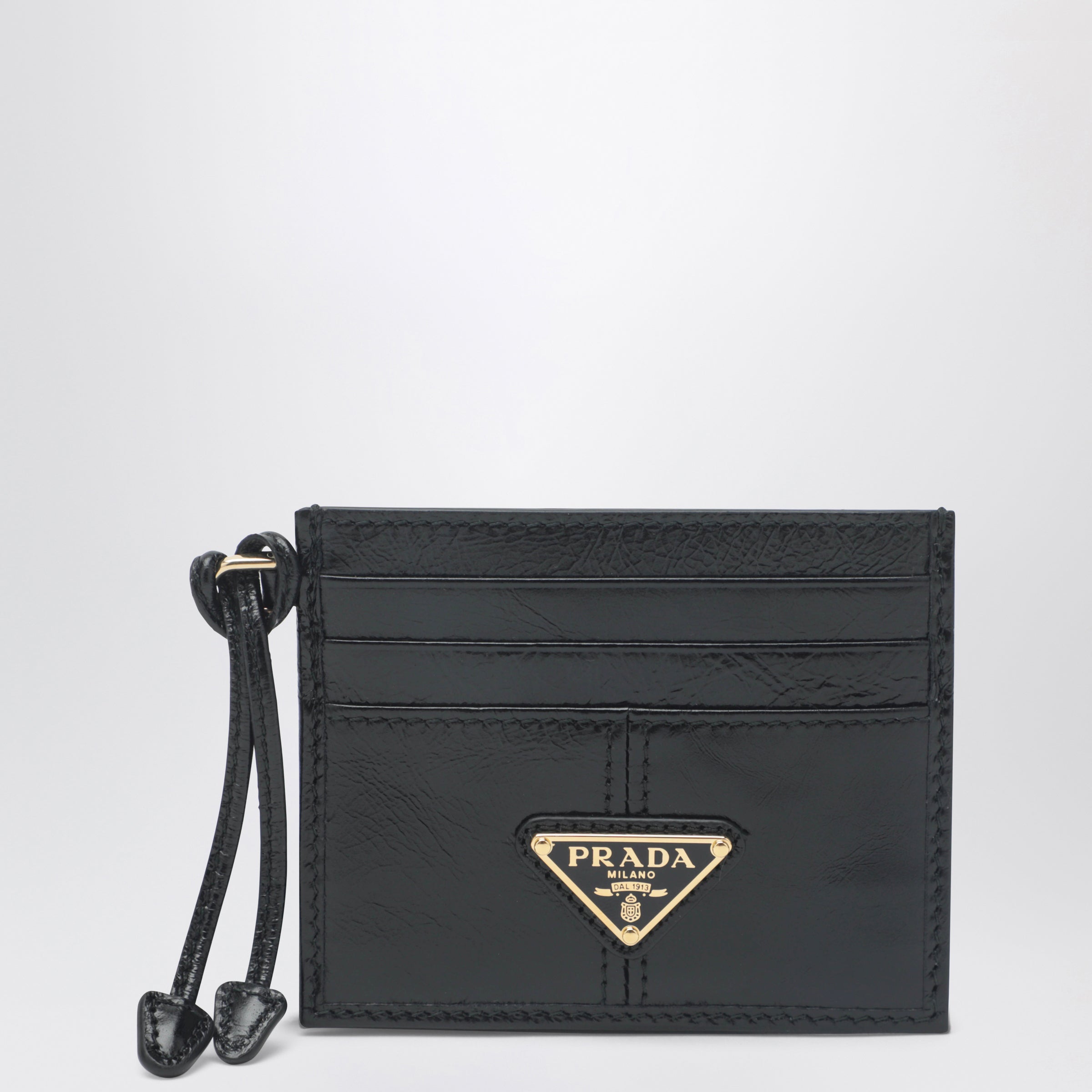 Prada Portacarte in pelle nero con triangolo logo
