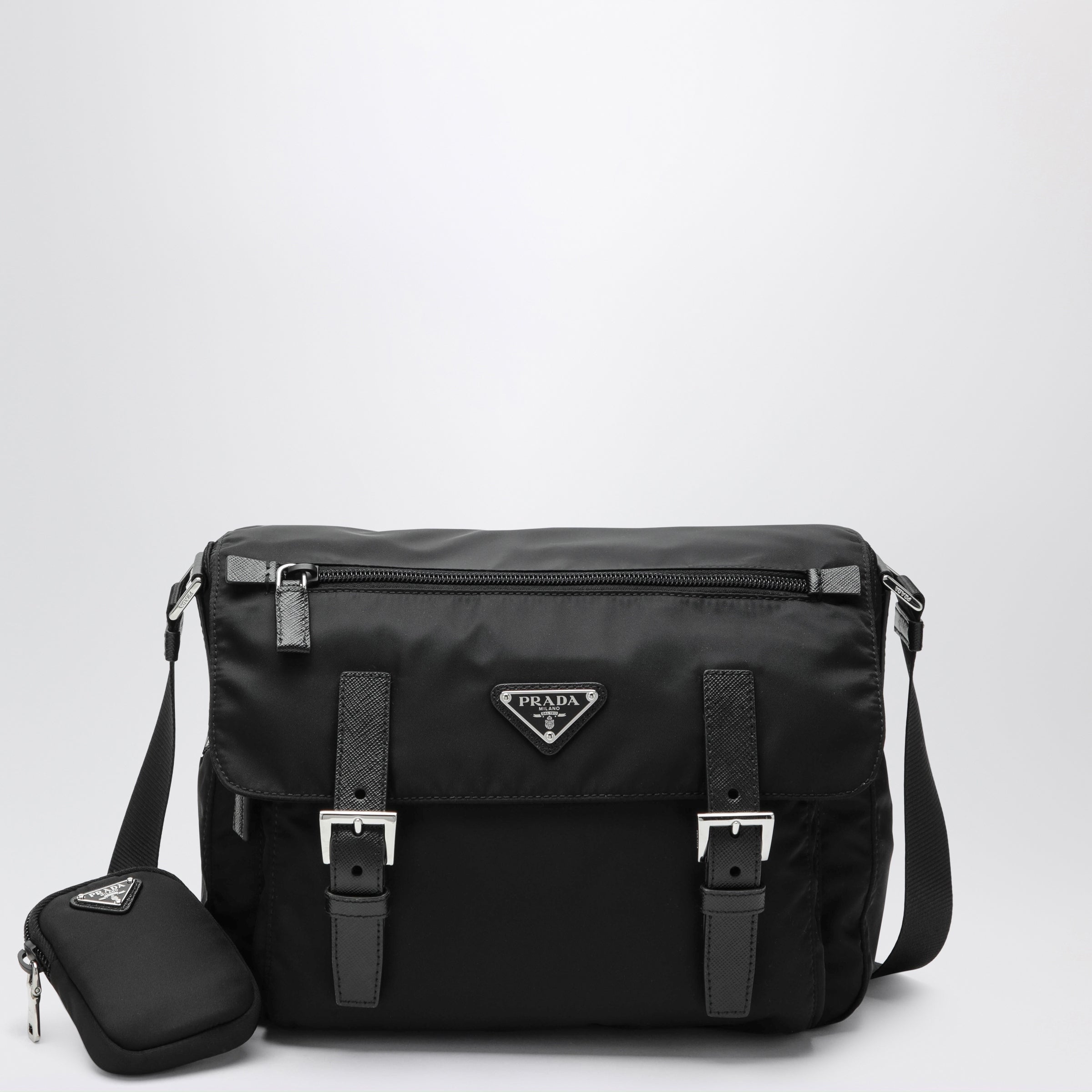 Prada Borsa a tracolla media nera in Re-Nylon
