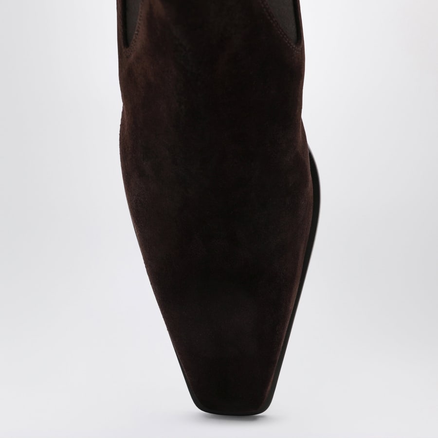 PARIS TEXAS Stivali Bettina in suede color cioccolato, view 3