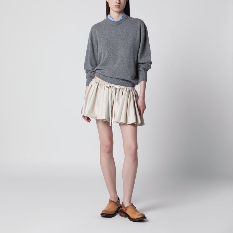 Miu Miu Minigonna con coulisse in pongé tec opale, view 2