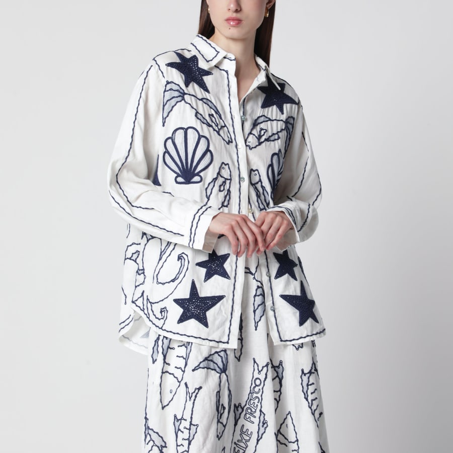 FARMRIO Camicia con ricami marini