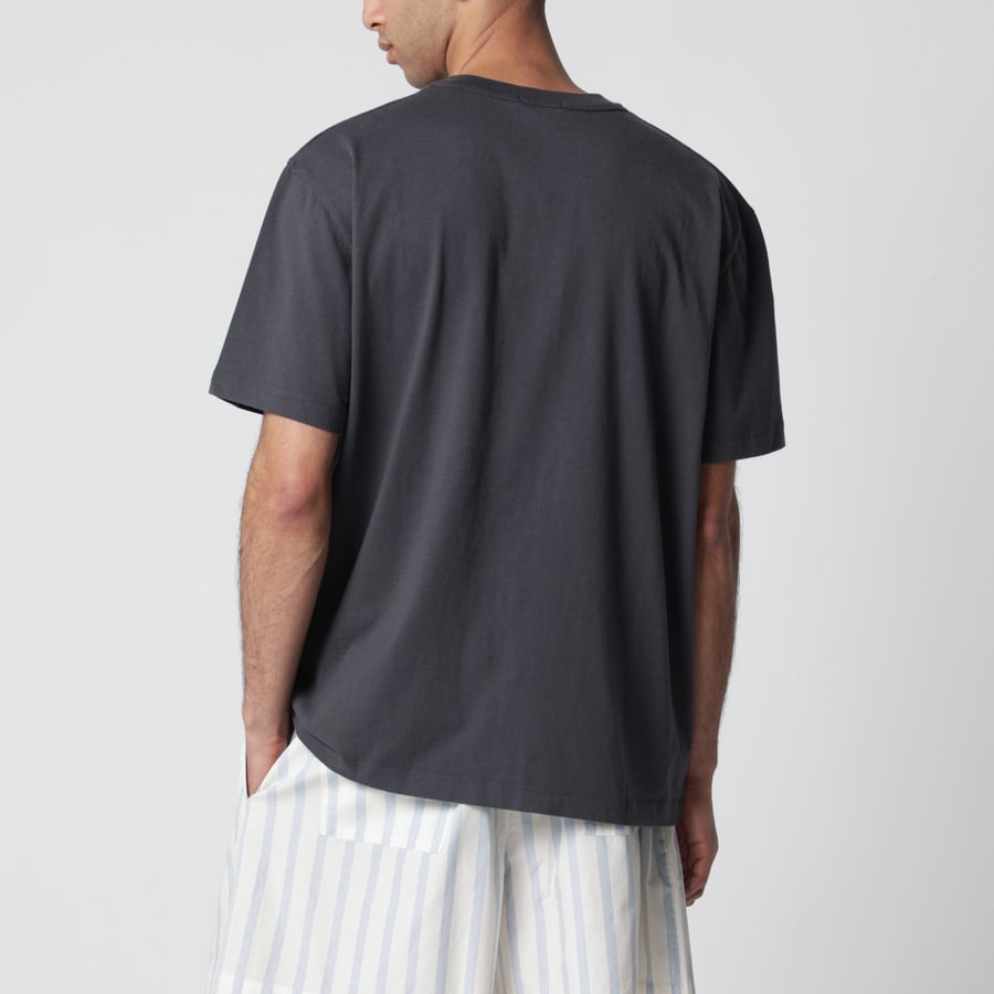 TEKLA T-shirt a manica corta nera slavata, view 3