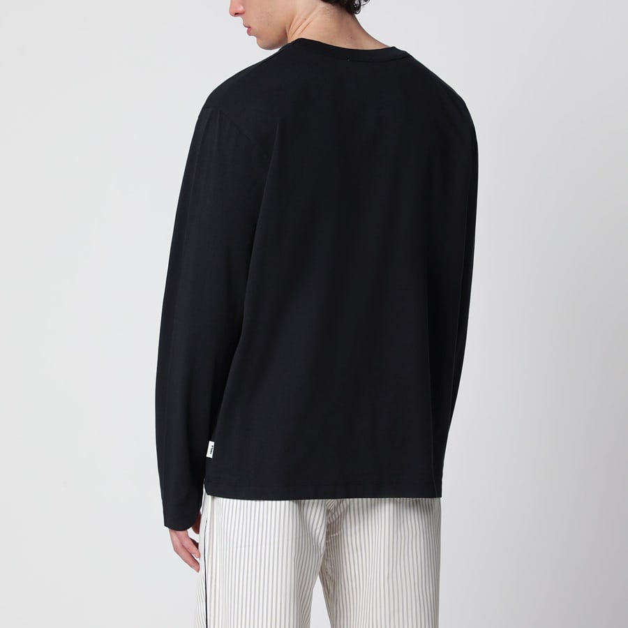 TEKLA T-shirt a manica lunga nera, view 3