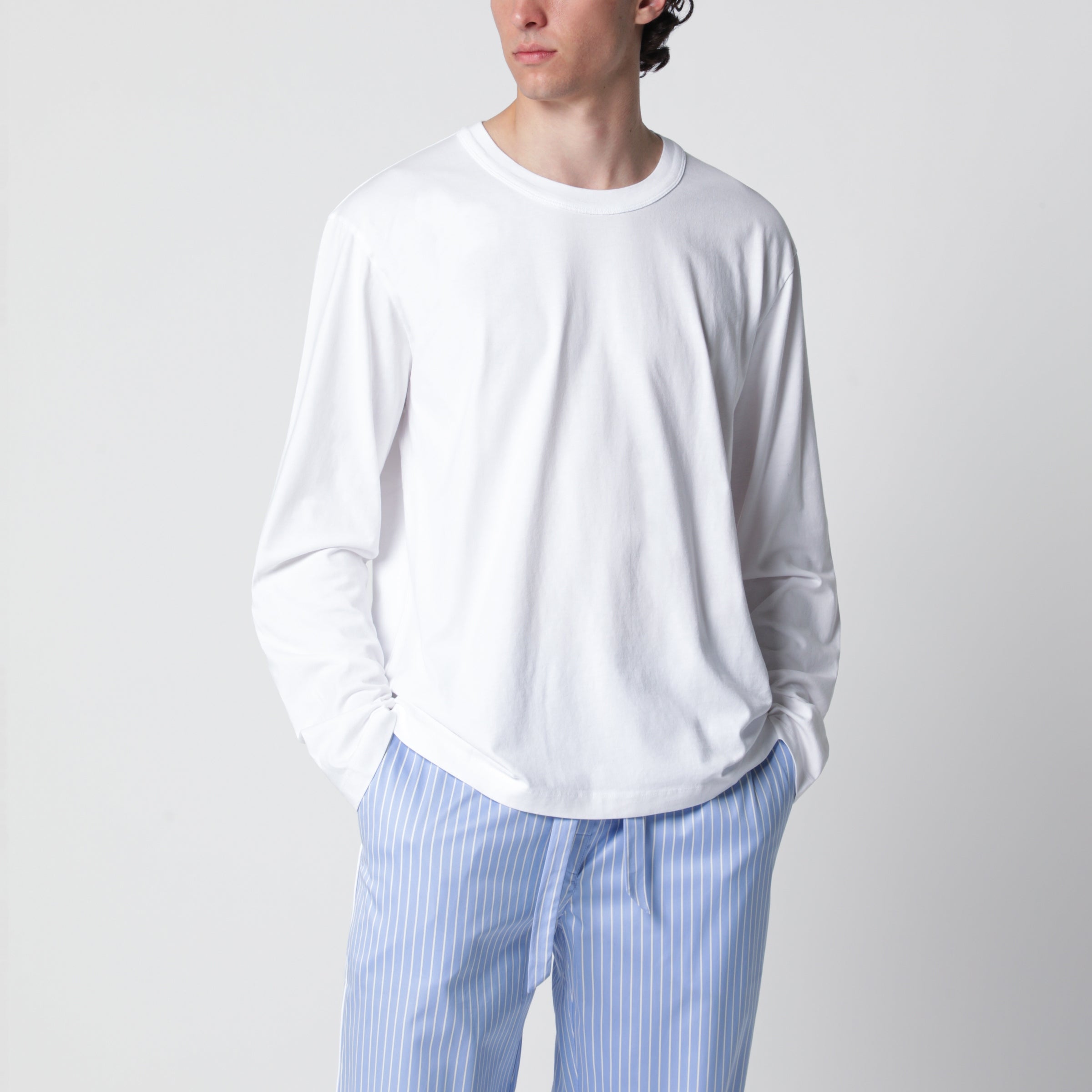 TEKLA T-shirt a manica lunga bianca