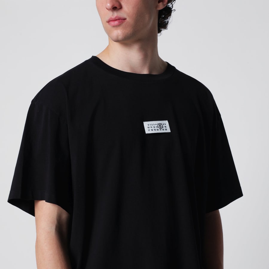 MM6 T-shirt in cotone nera con logo Numeric, view 4