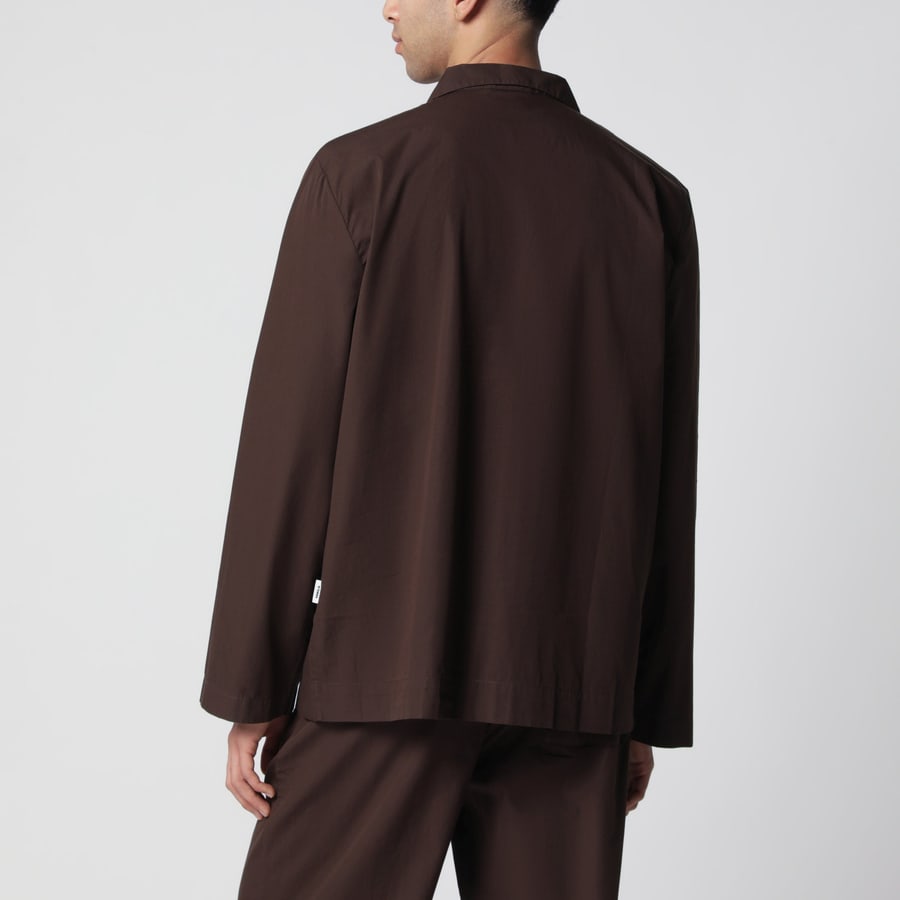 TEKLA Camicia pigiama in cotone marrone, view 3