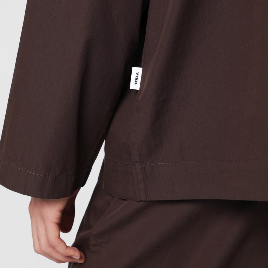 TEKLA Camicia pigiama in cotone marrone, view 4