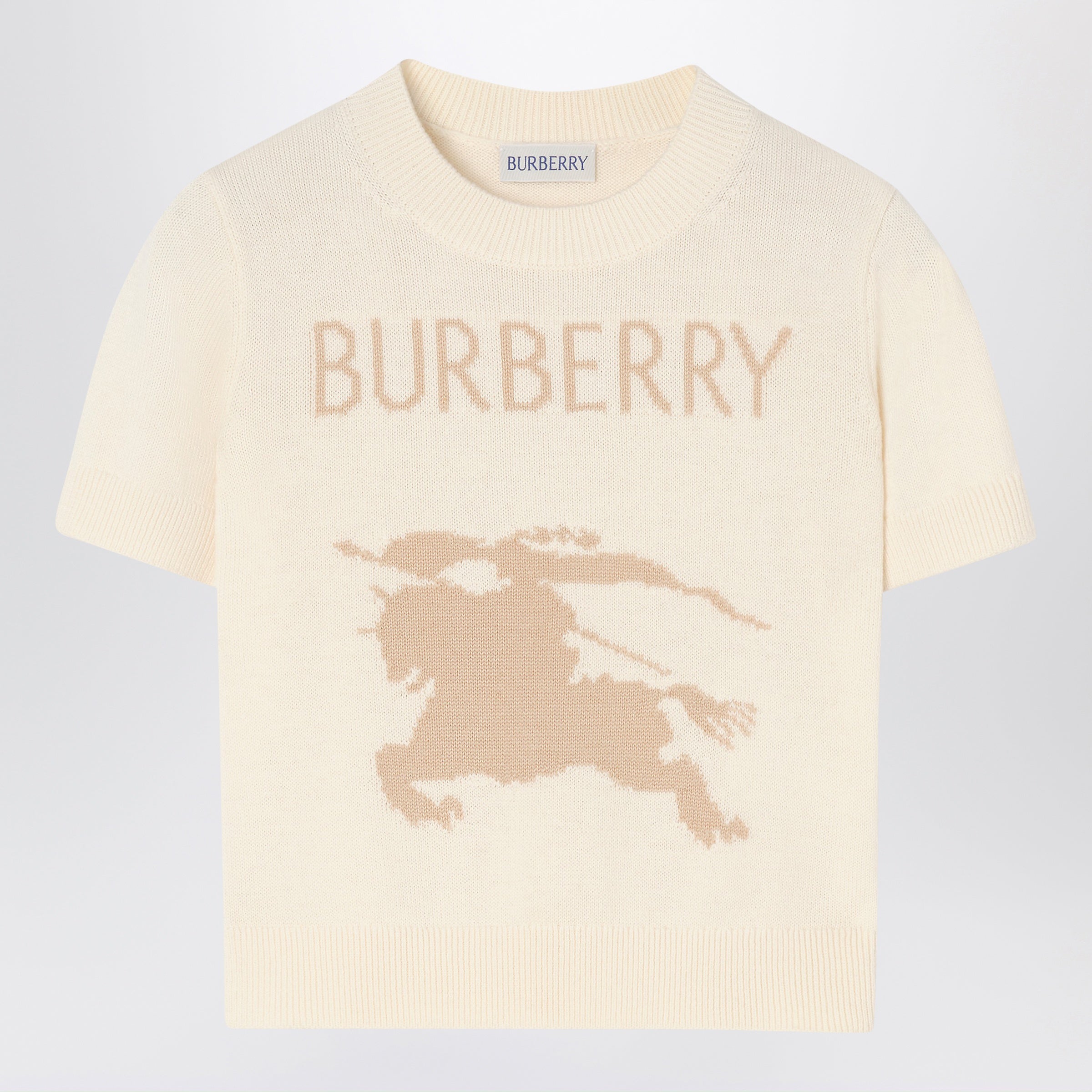 Burberry Top in maglia avorio con logo EKD