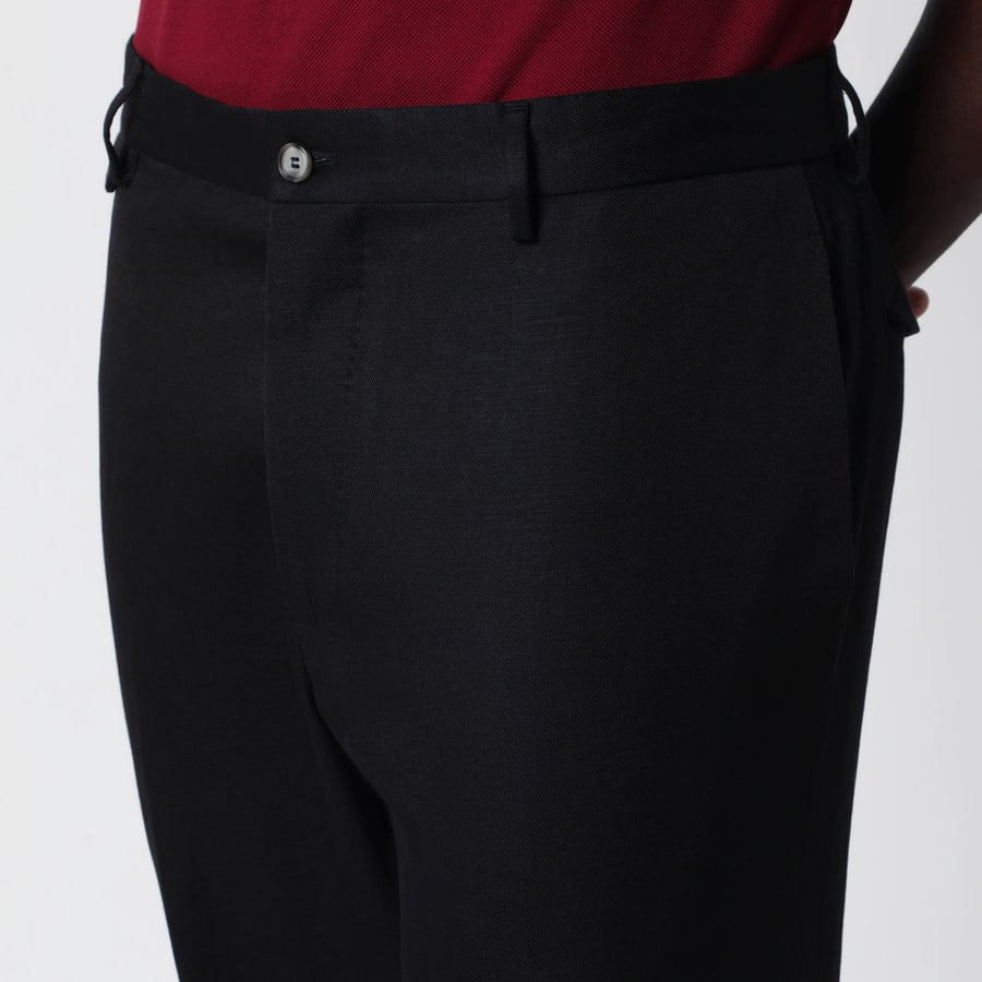SANTANIELLO Pantalone nero in cotone e lino, view 5